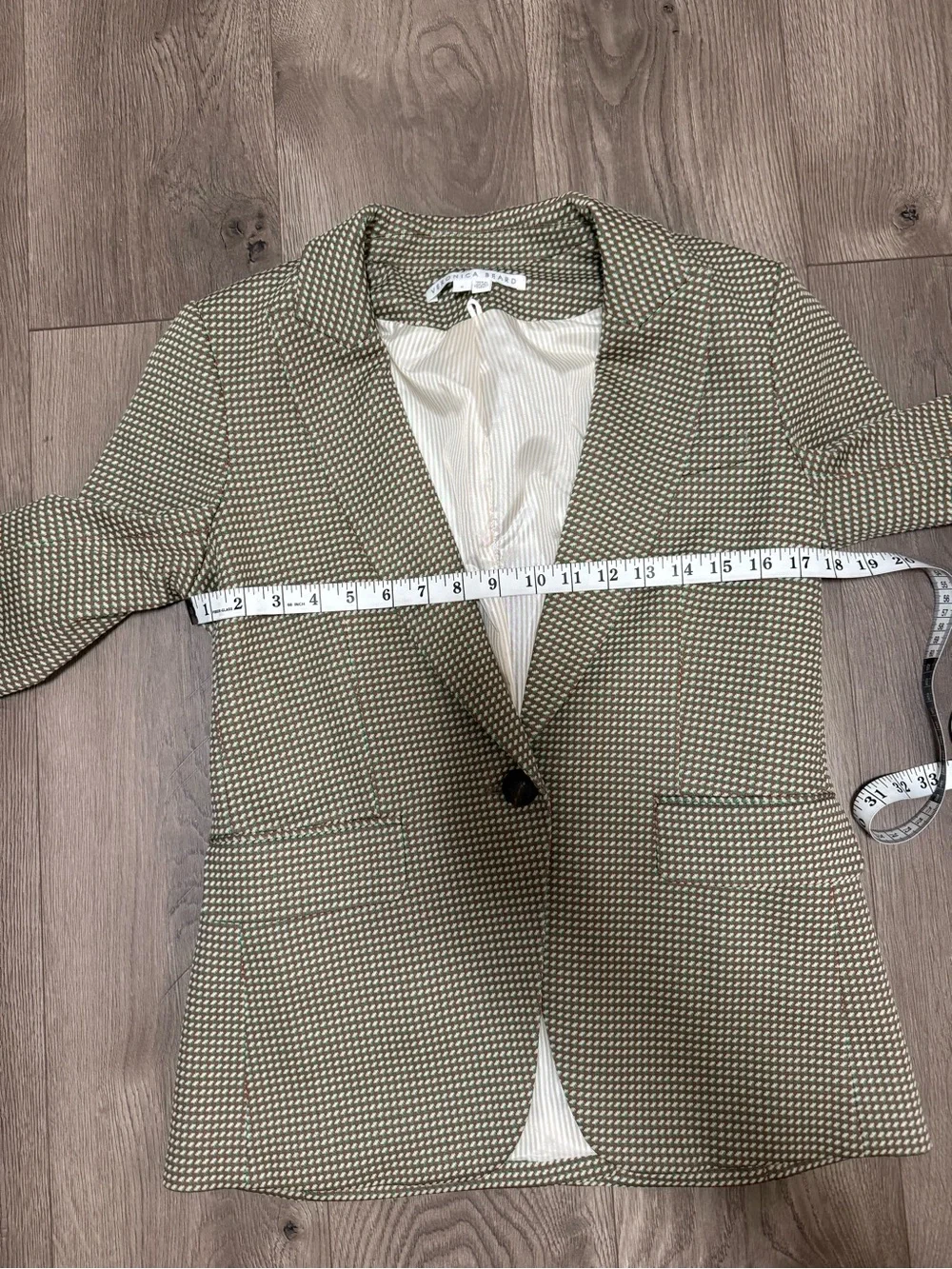 Veronica Beard Zeni Zeo Geo Knit Blazer Jacket Size 6 Green Brown